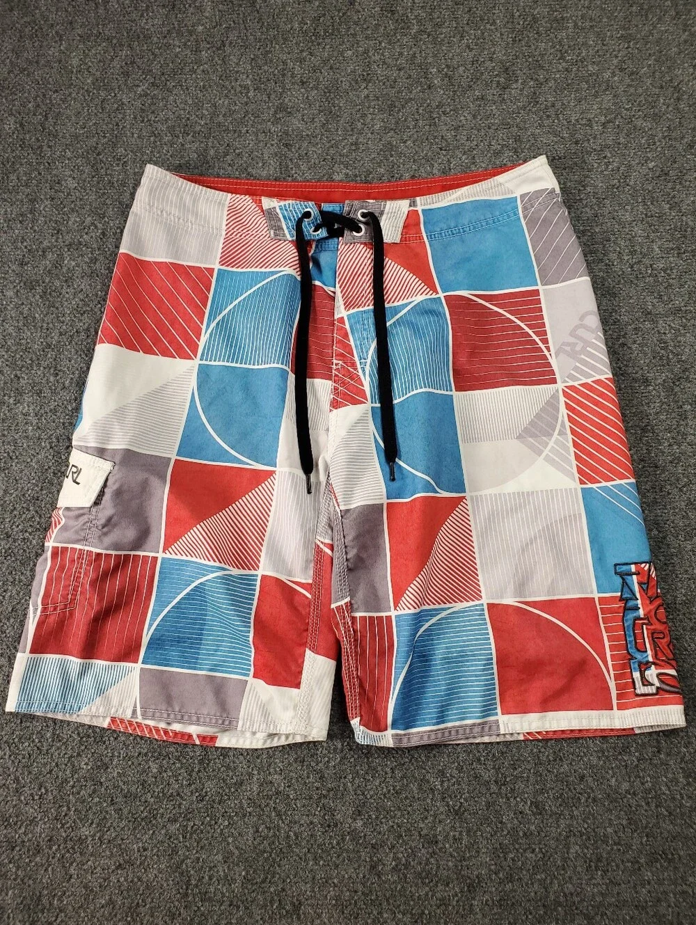 Rip Curl Boardshorts Mens 33 Geometric Grid Plaid Vintage 2000s Y2K Surfer Beach